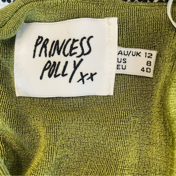 Princess Polly Aaliyah Mini Dress Retro Green Bodycon Silhouette Lace Up Back - Picture 9 of 11